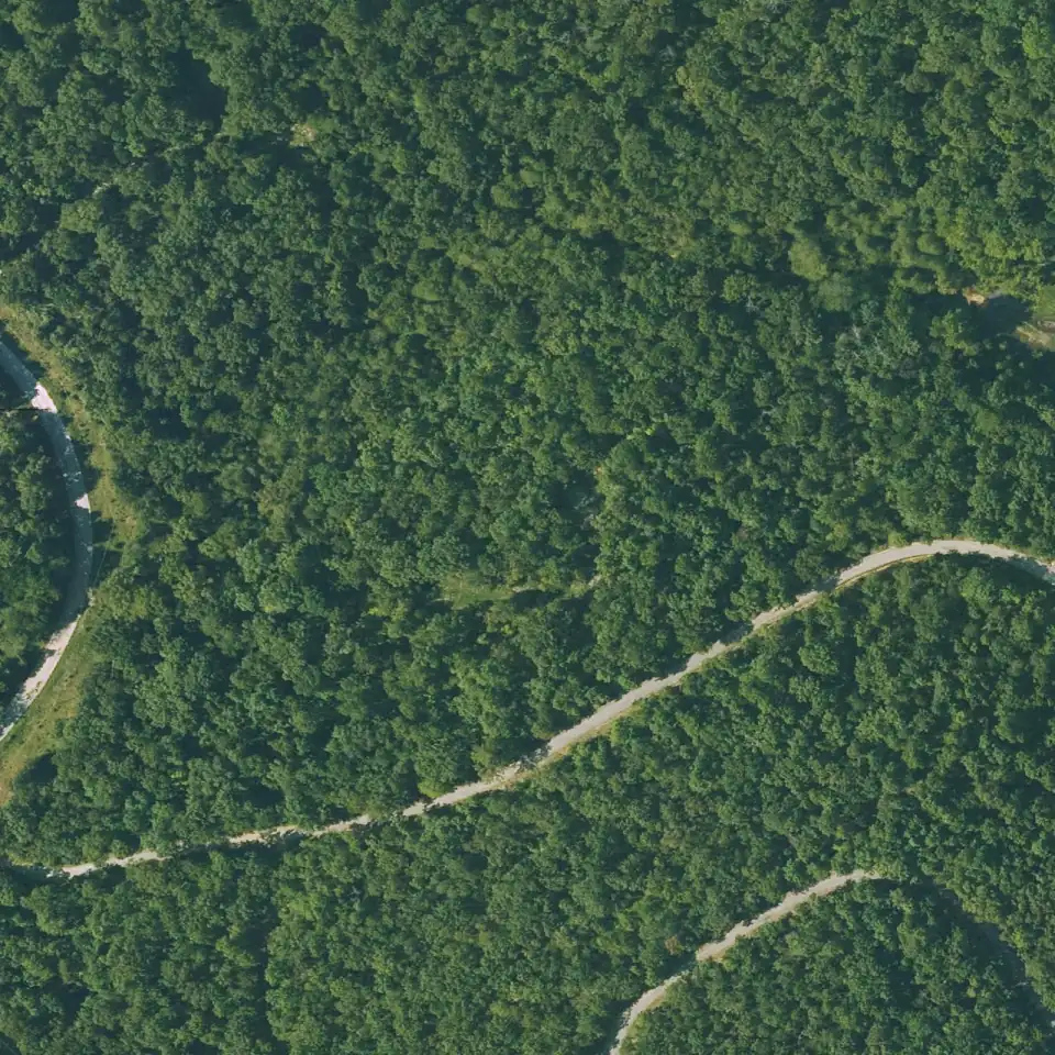 Mapa aéreo con el límite del lote 120-11066-000 marcado sobre el bosque y las calles de Cherokee Village, Arkansas